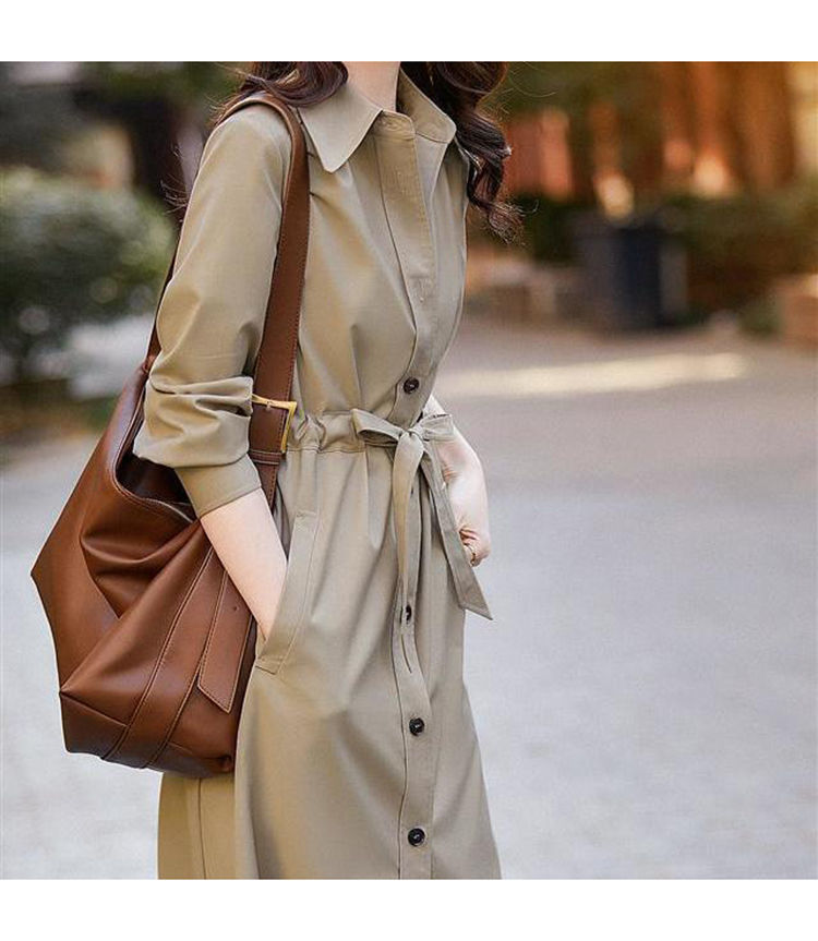 Trench leggero da donna, primavera 2025, nuovo stile coreano, elegante, trendy, cappotto petite, giacca-camicia di media lunghezza_voghion.com