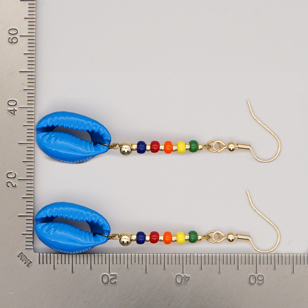 Boucles D&#39;oreilles Coquille Pendentif Personnalité Mode Acier Inoxydable Cercle Arc-en-ciel Perle De Riz Longues Boucles D&#39;oreilles display picture 19