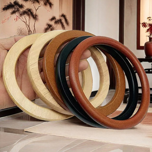 Wooden hand-held D-shaped round carrying ring bamboo bamboo hand-held solid wood handle DIY hand-woven bag accessories
