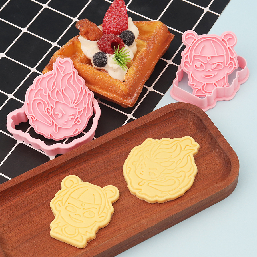 Molde de galletas de Nezha simulado, herramientas de repostería con diseños de dibujos animados de Ao Bing, Ao Guang, Shen Gongbao, Shijin y Bestia del Límite de la Emperatriz