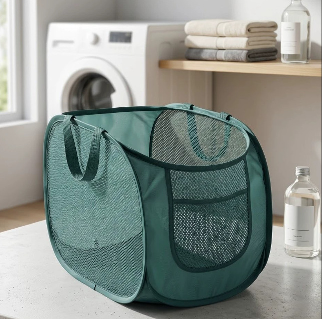 Cesta de lavandería plegable de Amazon, cesta de malla para ropa sucia, bolsa de almacenamiento portátil para ropa sucia, cesta de almacenamiento con ruedas