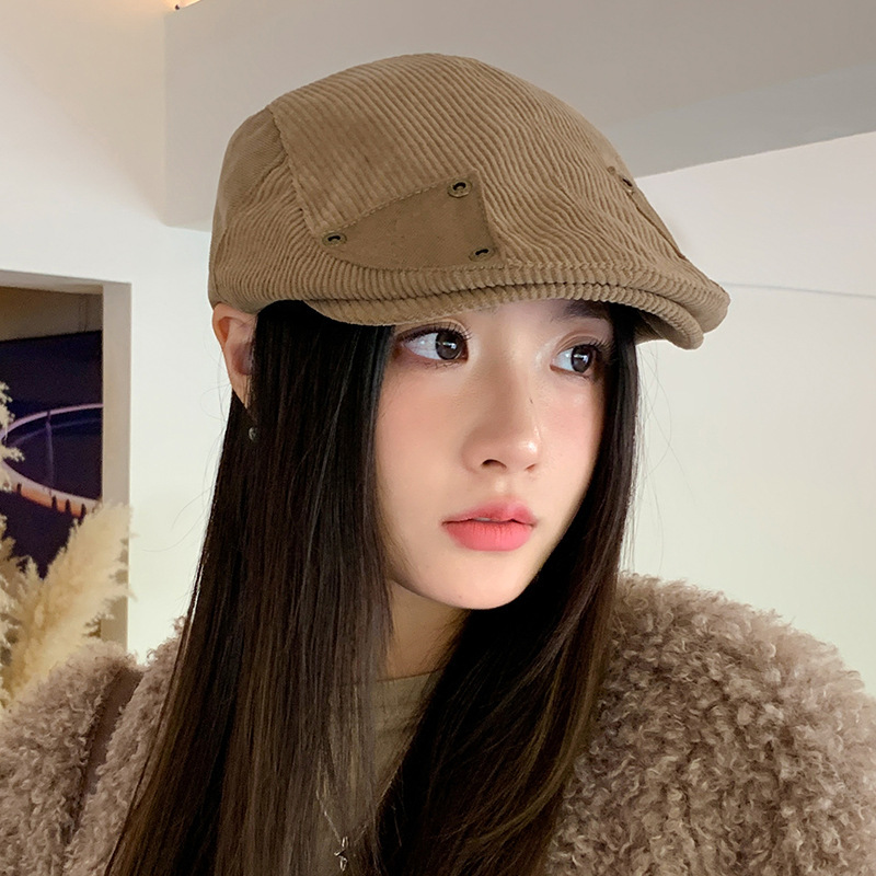 韩版秋冬季帽子女款前进帽时尚百搭报童帽英伦风复古显脸小贝雷帽|undefined