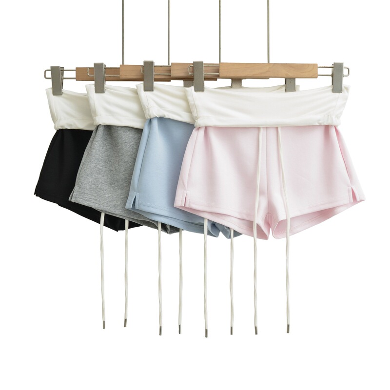 Fitness Sports Color-Blocked Flip-Waist Shorts 2026 Summer New Drawstring Design Thin Breathable Girls' Shorts Hot Pants Fitness Sports Color-Blocked Flip-Waist Shorts 2026 Summer New Drawstring Design Thin Breathable Girls' Shorts Hot Pants