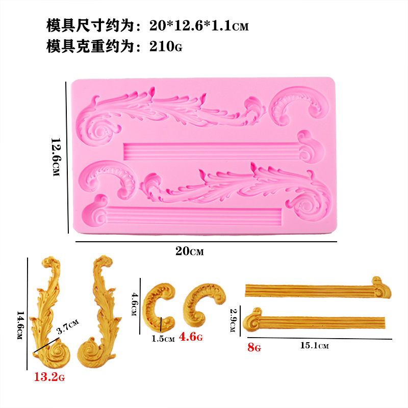 Nuevo molde de silicona Pilar griego en relieve decoración azúcar pastel chocolate molde DIY pegamento para hornear