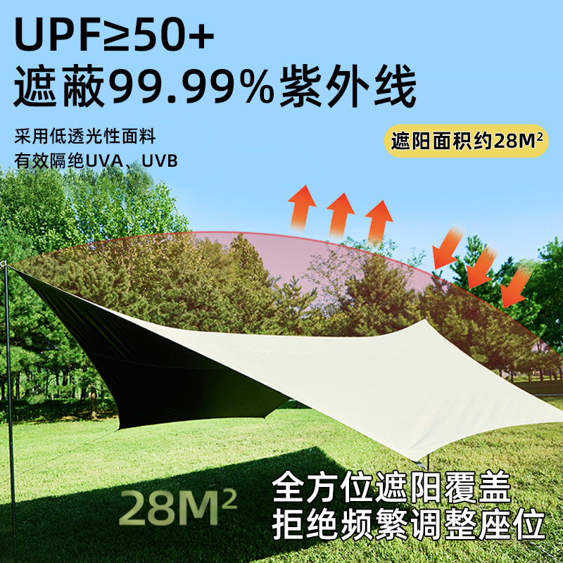 アウトドアキャンプ、旅行、ピクニック、六角形キャノピーテント、厚みのある日焼け止めと防水ビニールキャノピー、銀コーティングされた日よけ|undefined