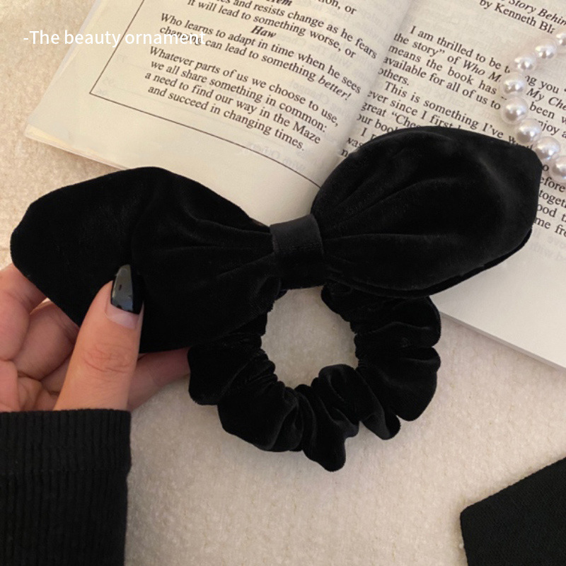 Vintage Velvet Bow Scrunchie With Luxurious Sophisticated Feel, Elastic Tie For Women To Style A Bun, Autumn And Winter_voghion.com