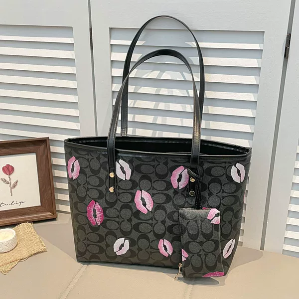 2026 European and American popular women's handbag, personalized simple printed tote bag, trendy new PU texture shoulder and underarm bag