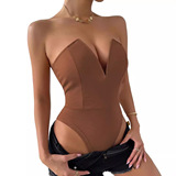 Сексуальный комбинезон, приятное телу приталенное боди, европейский стиль, V-образный вырез, в обтяжку