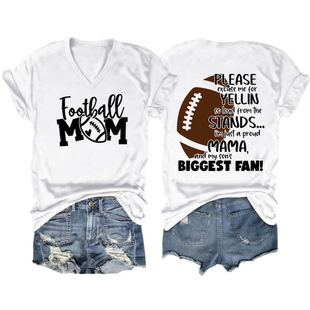 Independent Station New Cross-border Hot Selling Style 3D Digital Printing Casual Trend V-Neck Short-sleeved Women's T-shirt Top
