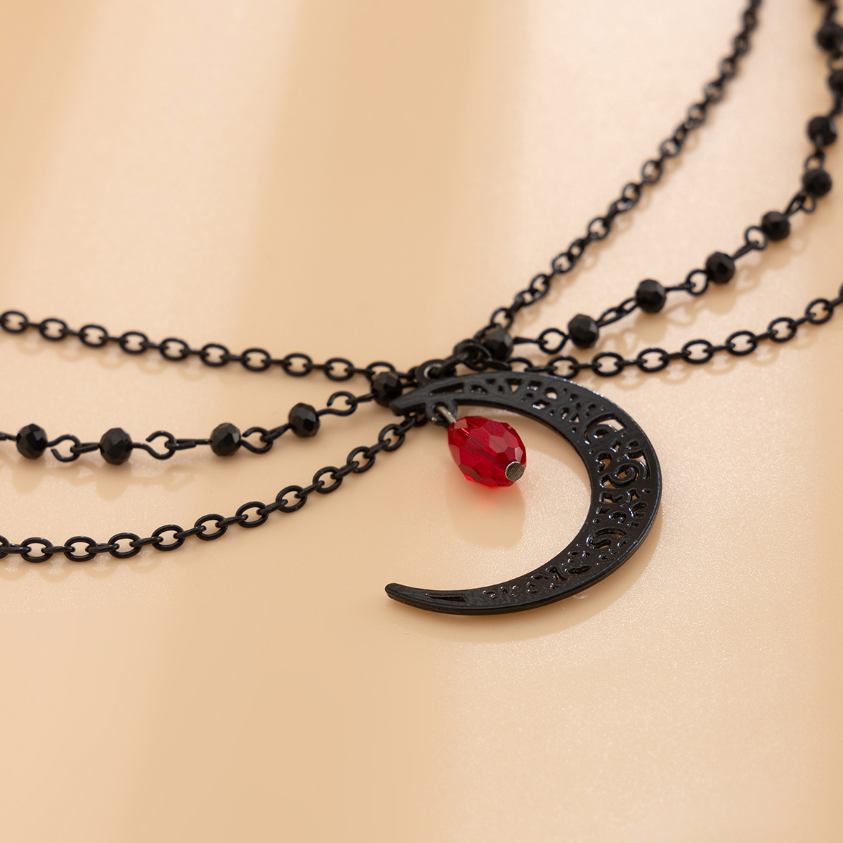 Fashion Tassel Blood Drop Crystal Necklace, Halloween Premium Alloy Clavicle Chain_voghion.com