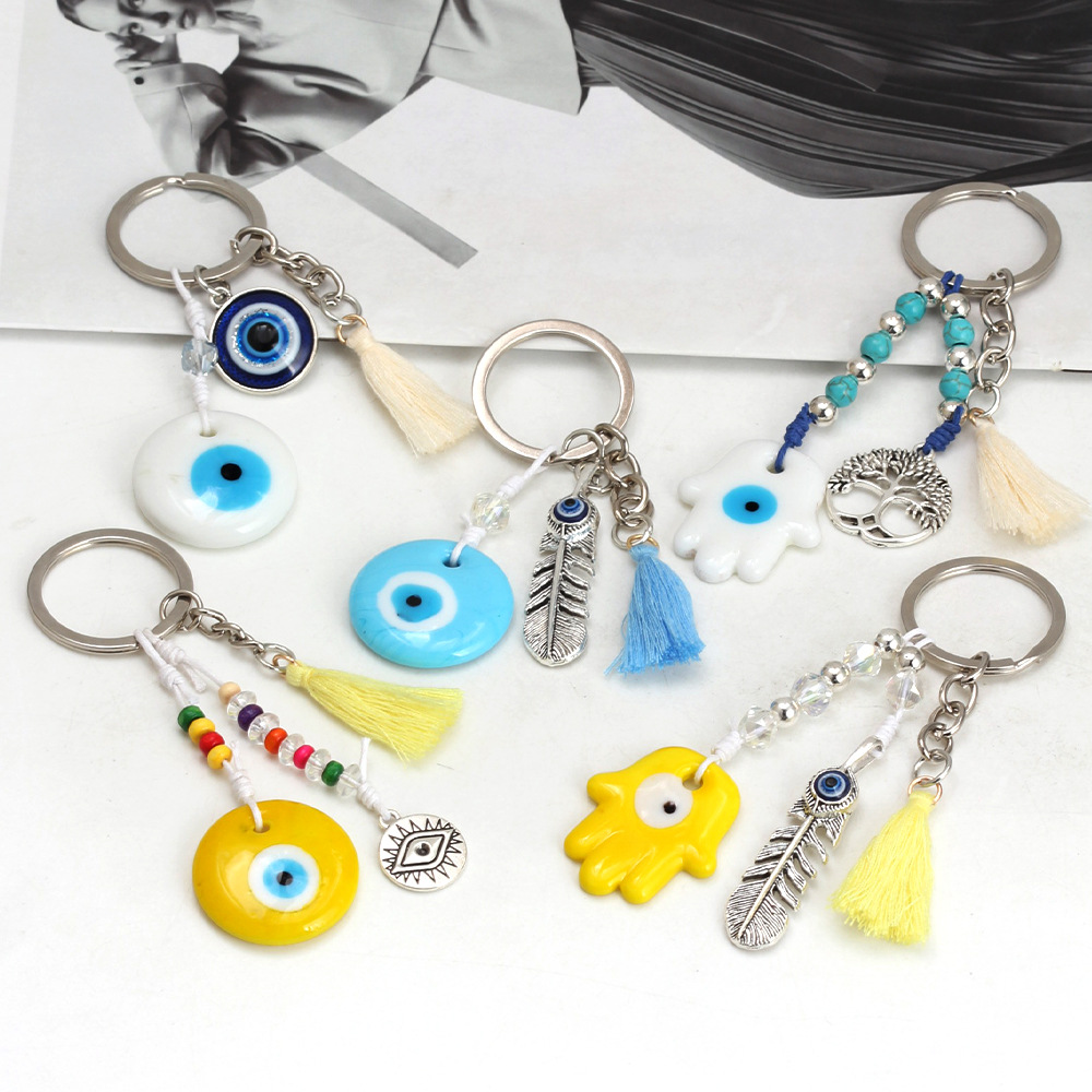 27g Weight Bag Pendant, Keychain Classification 1 Piece Quantity Casual, Daily Occasion Glass Material Devil's Eye Pattern Unisex Gender Retro Style Retro Devil's Eye Glass Unisex Bag Pendant Keychain 12