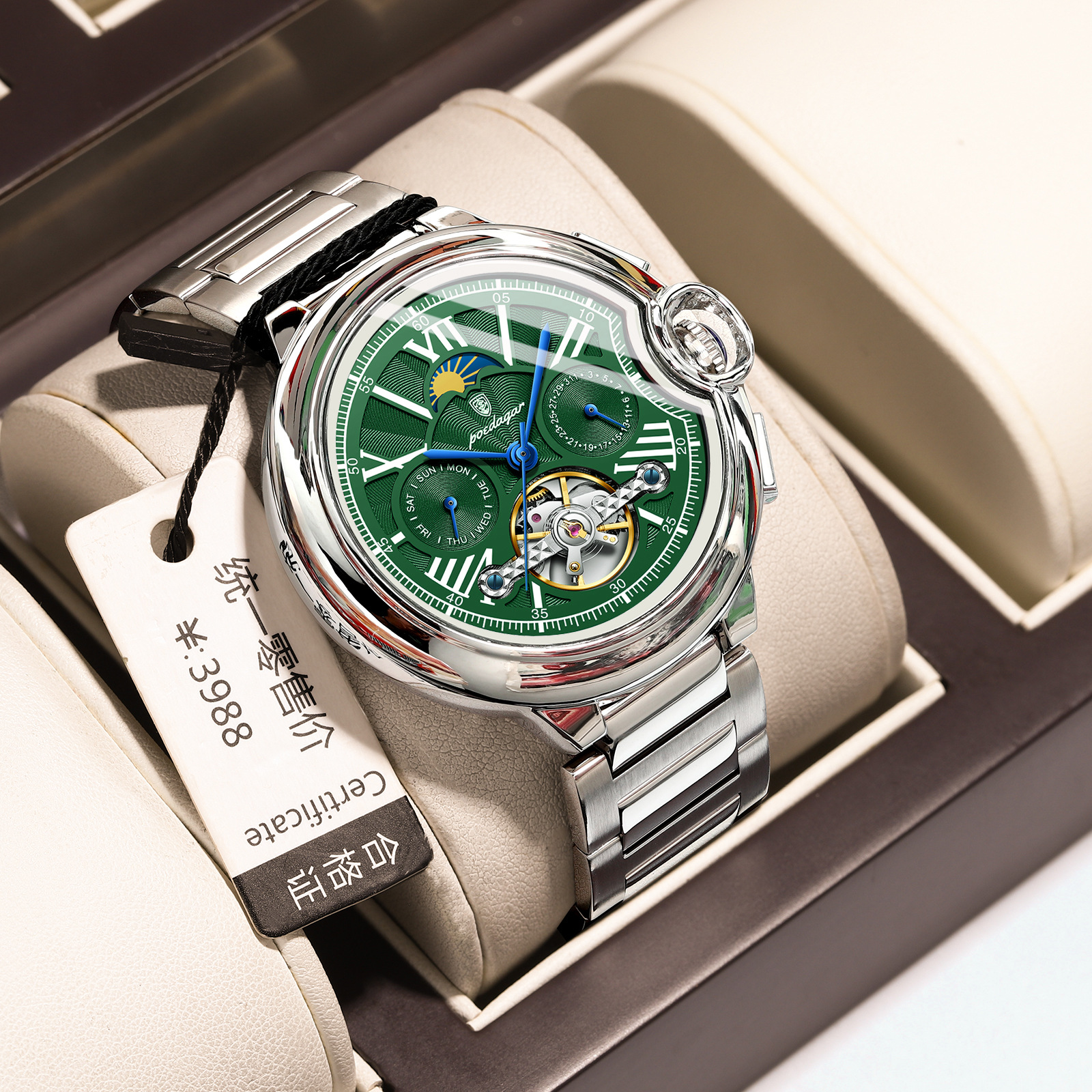 Nuevo reloj mecánico de la marca suiza, reloj de tendencia impermeable multifuncional para hombre, transmisión en vivo, estilo explosivo de comercio exterior, entrega de una pieza