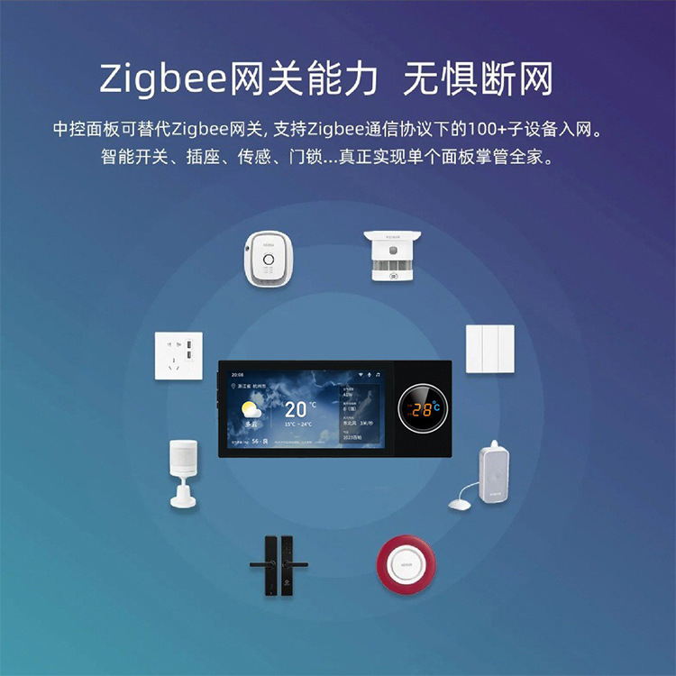 外贸涂鸦中控屏6寸智能网关控制开关窗帘调光等智能家居控制系统