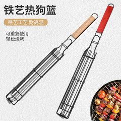 屋外の木の柄のステンレスのバーベキュー籠のキャンプの焼肉の道具の四角形はバーベキューネットのピクニックBBQのグリルにくっつかないです。