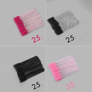 25 Black Disposable Eyelash Brushes Set, Multiple Colors Available, Eyelash Cross-Border, Dropshipping, Direct from Factory