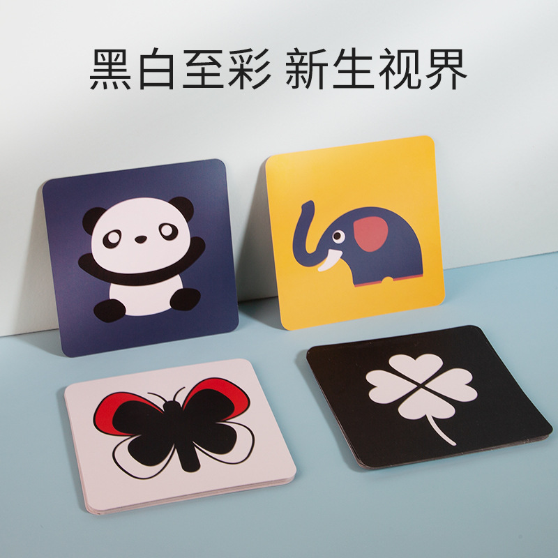 【】Black and White Cards for Baby Early Education, Visual Stimulation Cards for Newborns, Tracking Toys for 0 to 3 Months