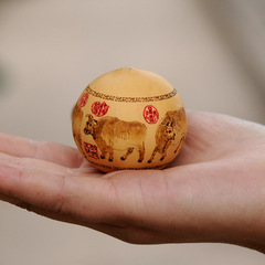 5YA1 wholesale natural egg gourd ornaments ironing painting branding painting eight horses five oxen picture blessing home hand twisting cultural playwork 