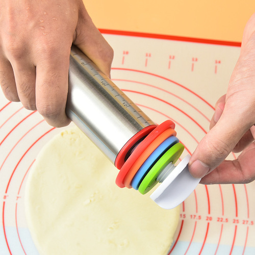 Amazon Kneading Pad Adjustable Rolling Pin Stainless Steel Roller Flour Stick 43cm Scaled Rolling Pin