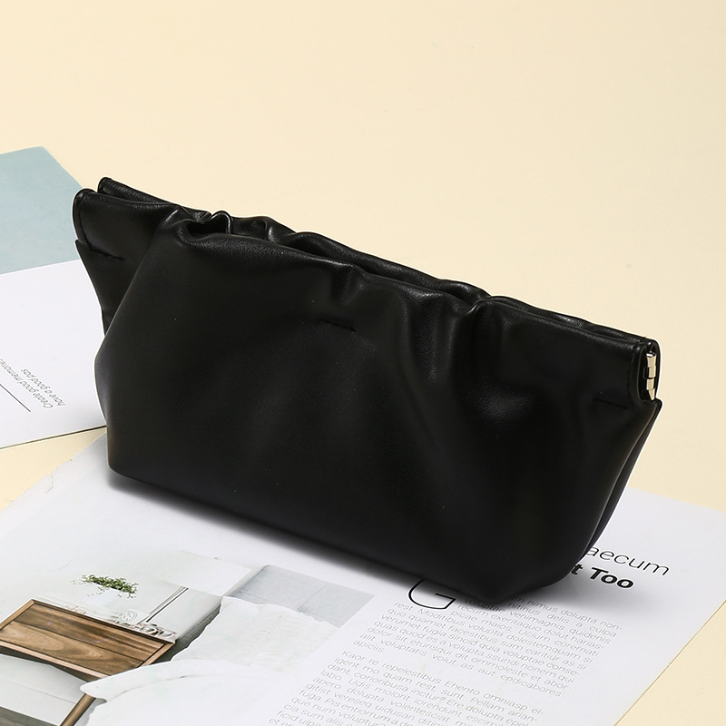 GM新款黑色皮弹簧云朵包太阳眼镜收纳包 眼镜盒厂家批发 可印LOGO