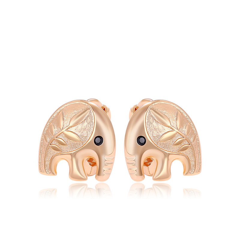 Xuking joyería de dibujos animados lindo animal elefante hebilla del oído 18K chapado en oro coche flor moda pequeños pendientes para niños