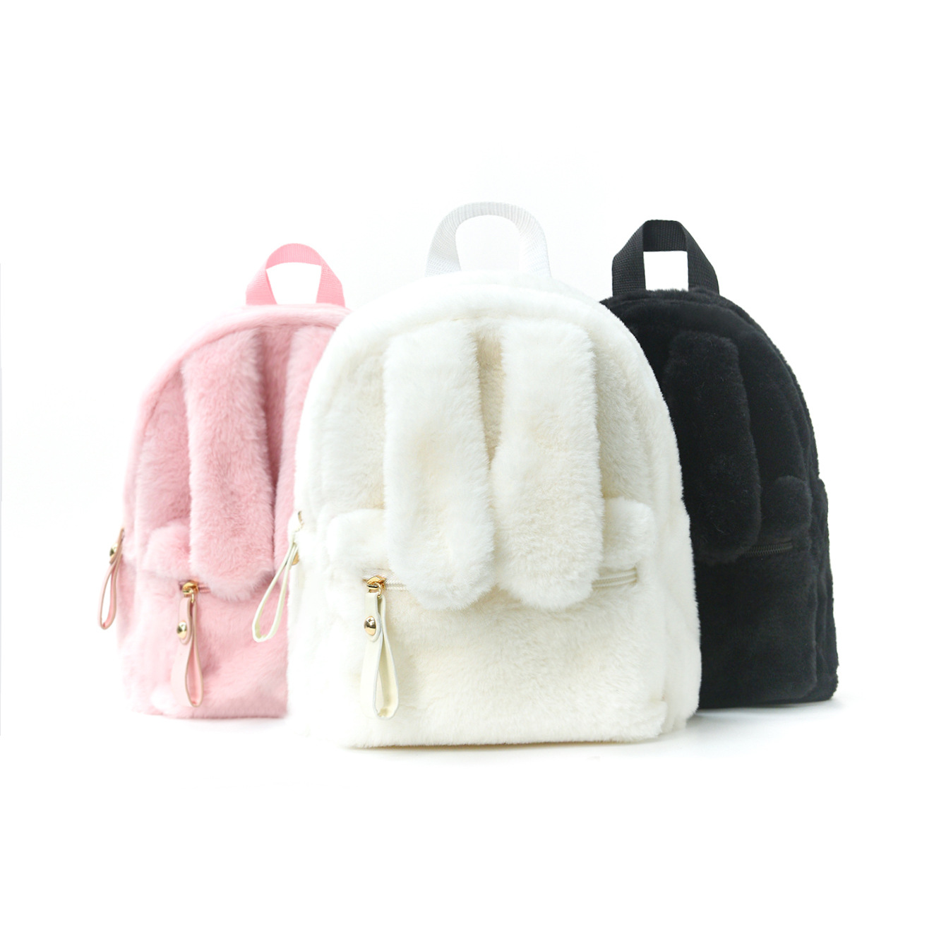 Cross-Border Fashion Rabbit Ear Backpack, High-Looking and Cute Rabbit Backpack, Children's Solid Color Plush Backpack