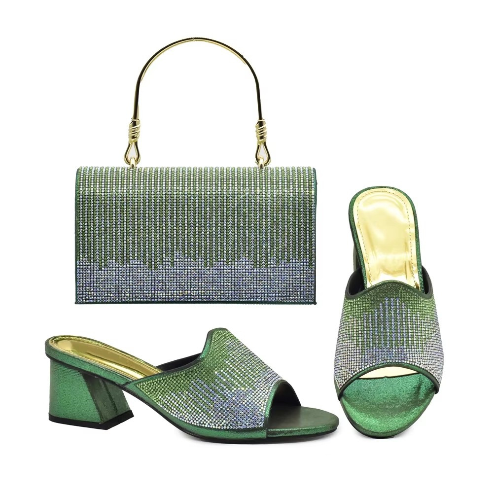 Shoes and Bags Women's rhinestones Wedding Party Banquet Heels and luxury clutch bags_voghion.com