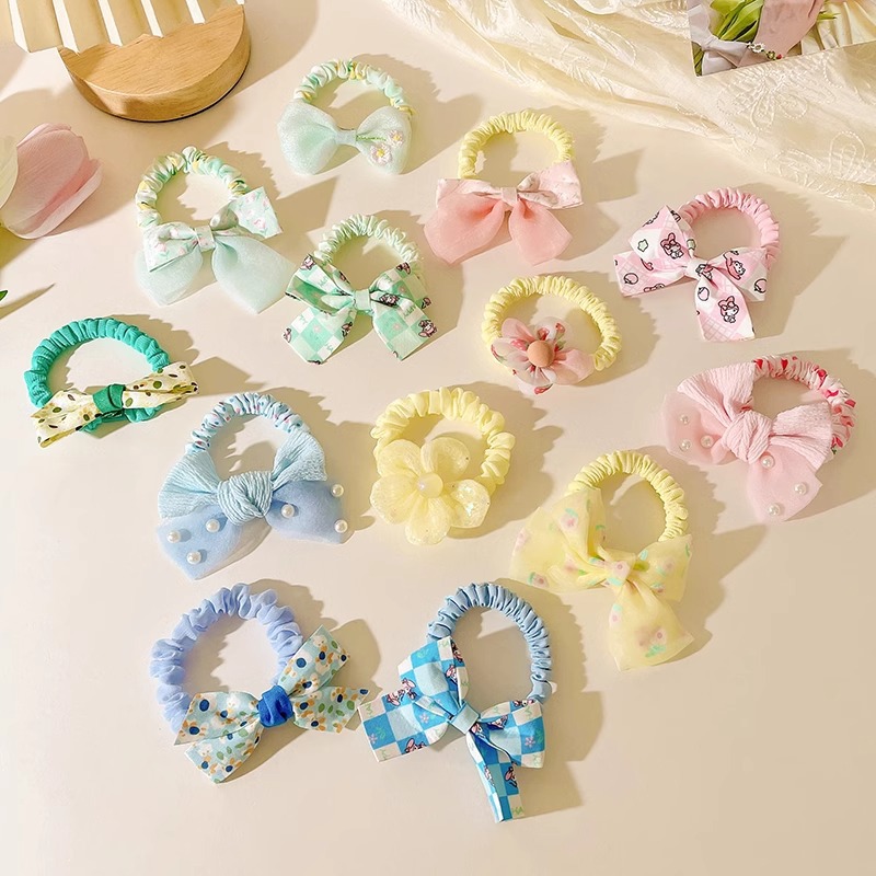 Dolce arco de cabello para niños lindas flores cuerda de cabello para niñas no lastimar cabello elástico duradero adornos de cabello de cabello