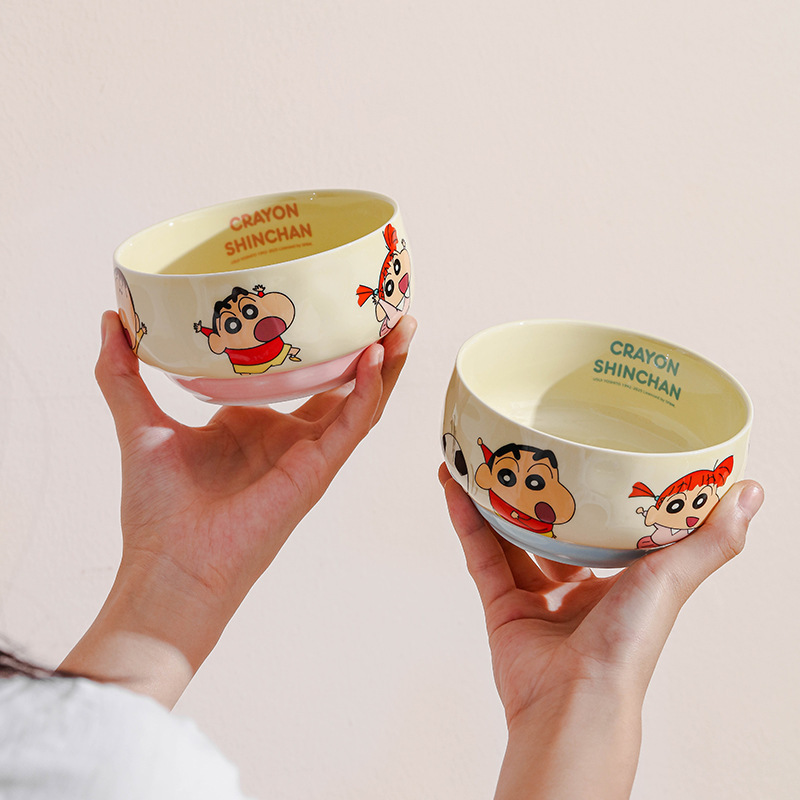 正版蜡笔小新运动饭碗陶瓷汤碗家用高颜值泡面碗陶瓷个人专用饭碗|undefined