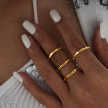 钛钢电镀竹节造型简约指环女欧美新款中古风高冷气质个性叠戴戒指