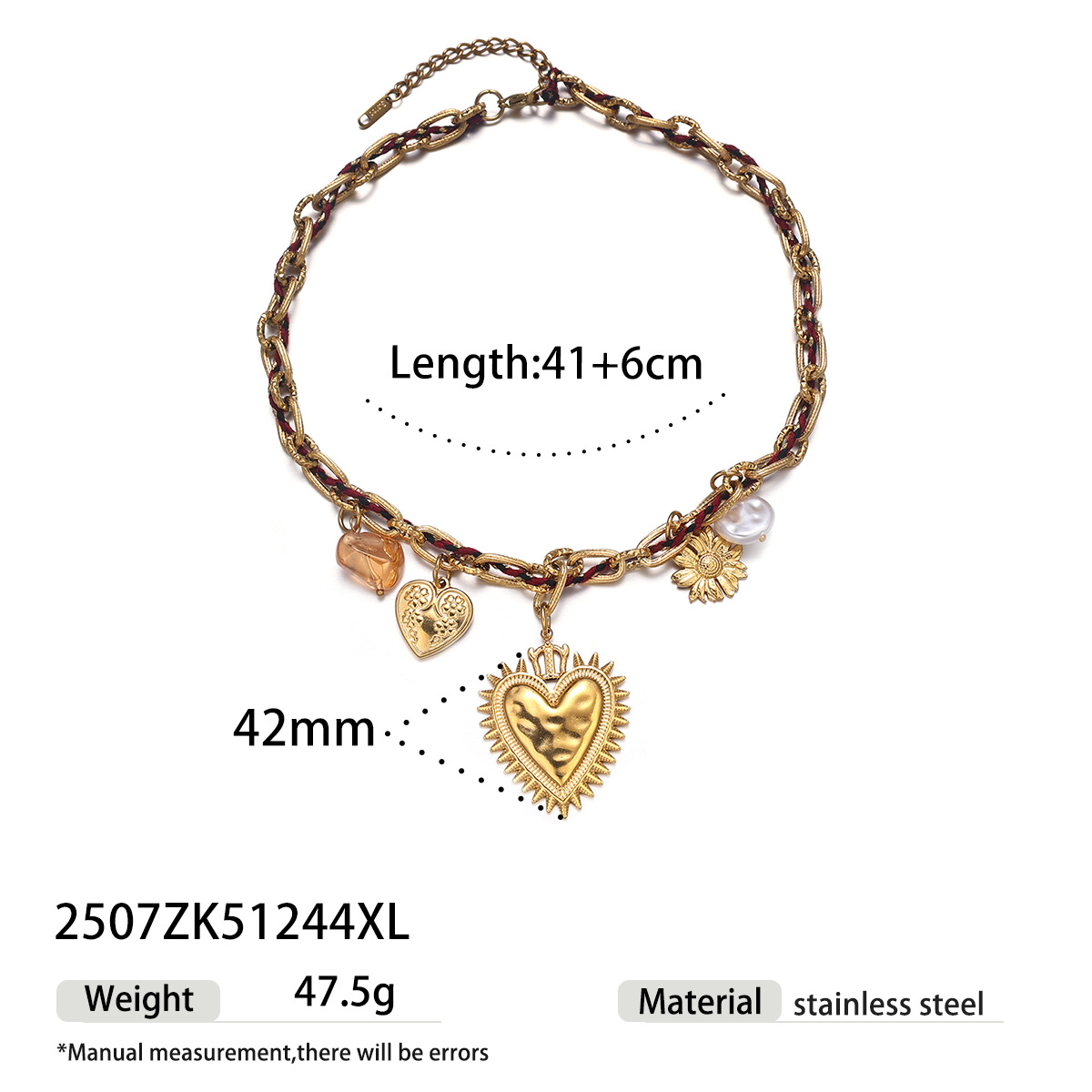 Collar de acero inoxidable de lujo ligero de alta calidad galvanoplastia amor colgante de cordón collar de nicho