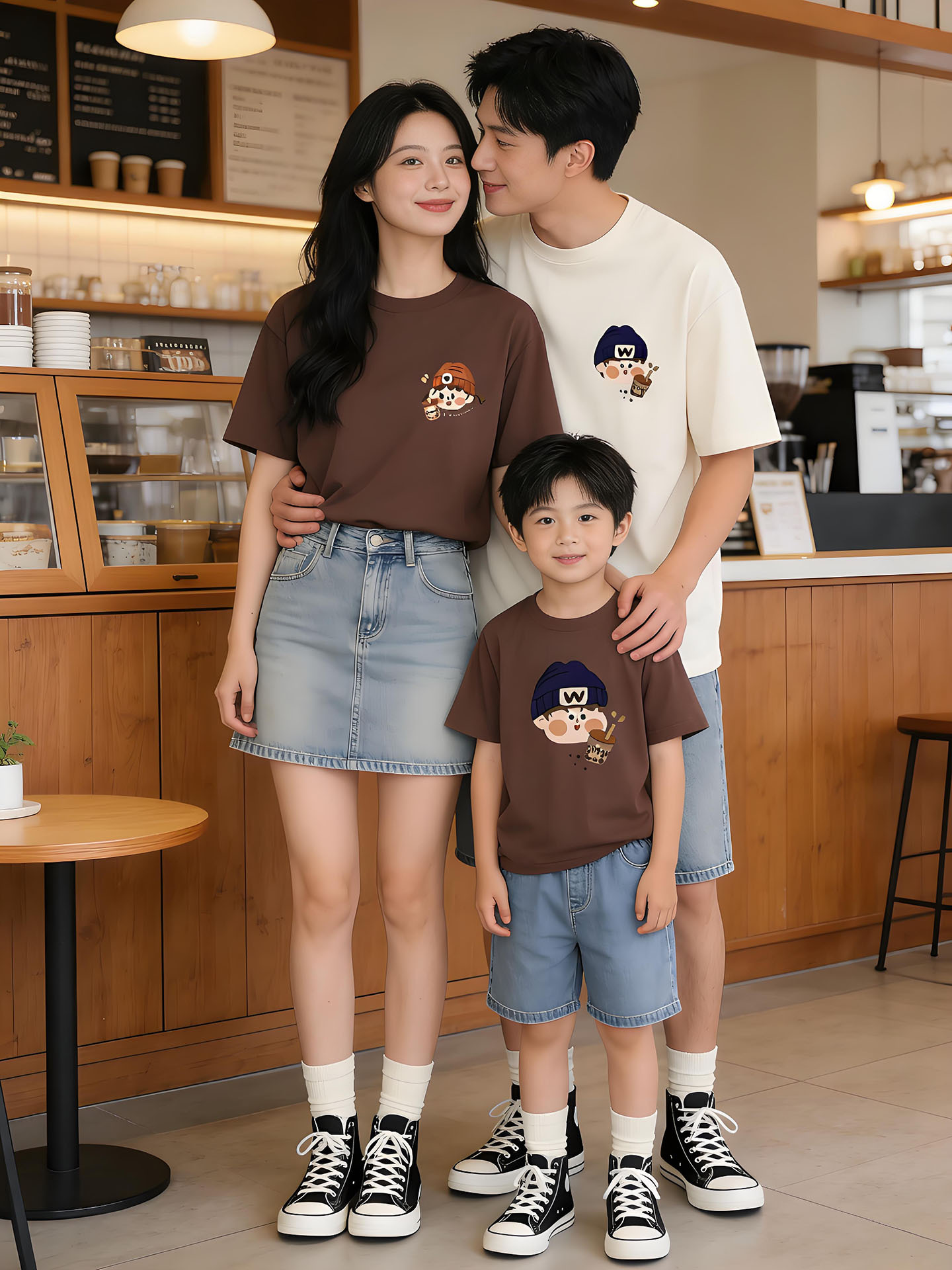 Family Matching Outfits Summer T-Shirts 2026 New Style Short-Sleeve Rompers for Families of Three or Four, Baby Boys and Girls, Mother and Child
