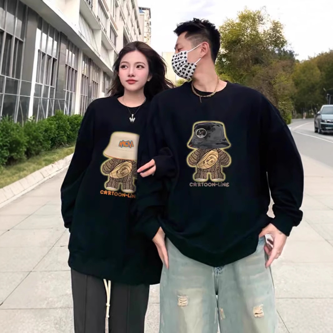 하이 엔드 남성과 여성의 긴팔 INS 스타일 탑 스페셜 커플 의류 가을과 겨울 기모 라운드 넥 스웨트 패션 브랜드 클래스 의류
