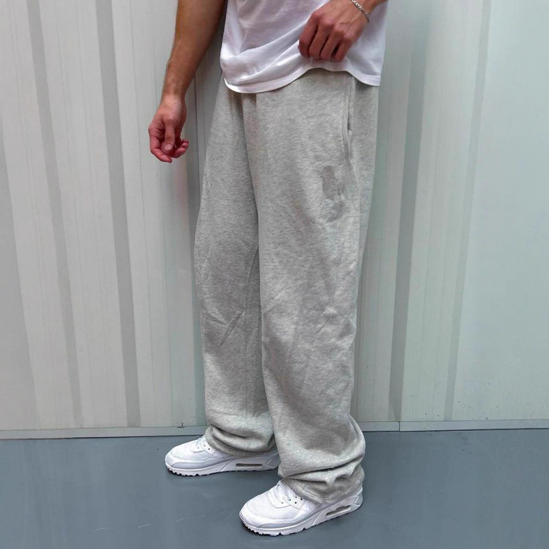 跨境欧美复古y2k街头潮流嘻哈随性松紧腰拉链宽松纯色运动休闲裤|undefined