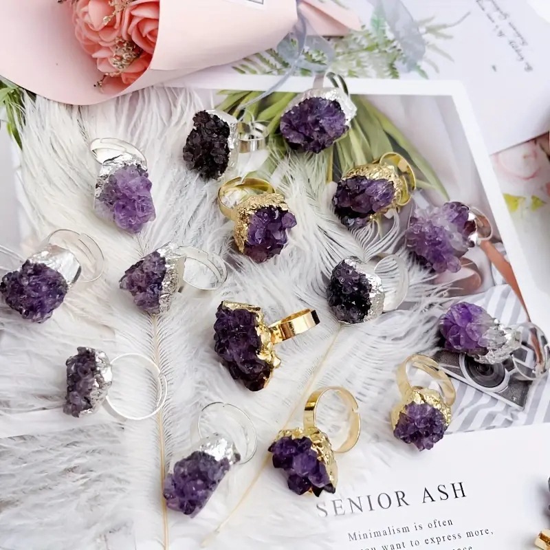 organic one size ring with amethyst