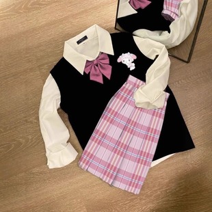 [candy] powder Barbie melody original jk student plaid skirt pleated skirt college skirt skirt fresh style