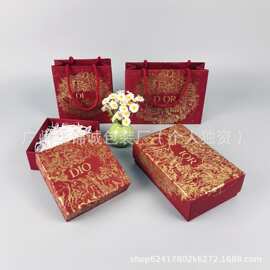 迪D世家香氛新年限量礼盒红金香水口红礼品盒礼品袋中号手袋批发
