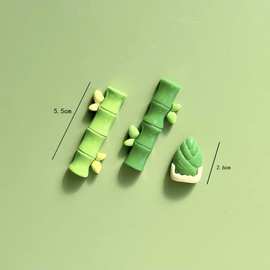 卡通可爱熊猫竹子冰箱贴树脂配件diy磁铁贴片清新可爱竹笋装饰3D