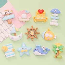 椰树帆船螃蟹鲸鱼 diy奶油胶手机壳发卡鞋扣吊坠树脂饰品配件E18