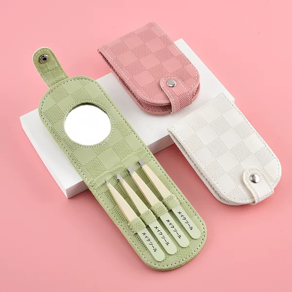 Stainless Steel Eyebrow Trimming Set 4-Piece Set with Mirror, Eyebrow Tweezers, Eyebrow Scissors, Complete Set, Factory Wholesale, Multifunctional Pedicure Knife