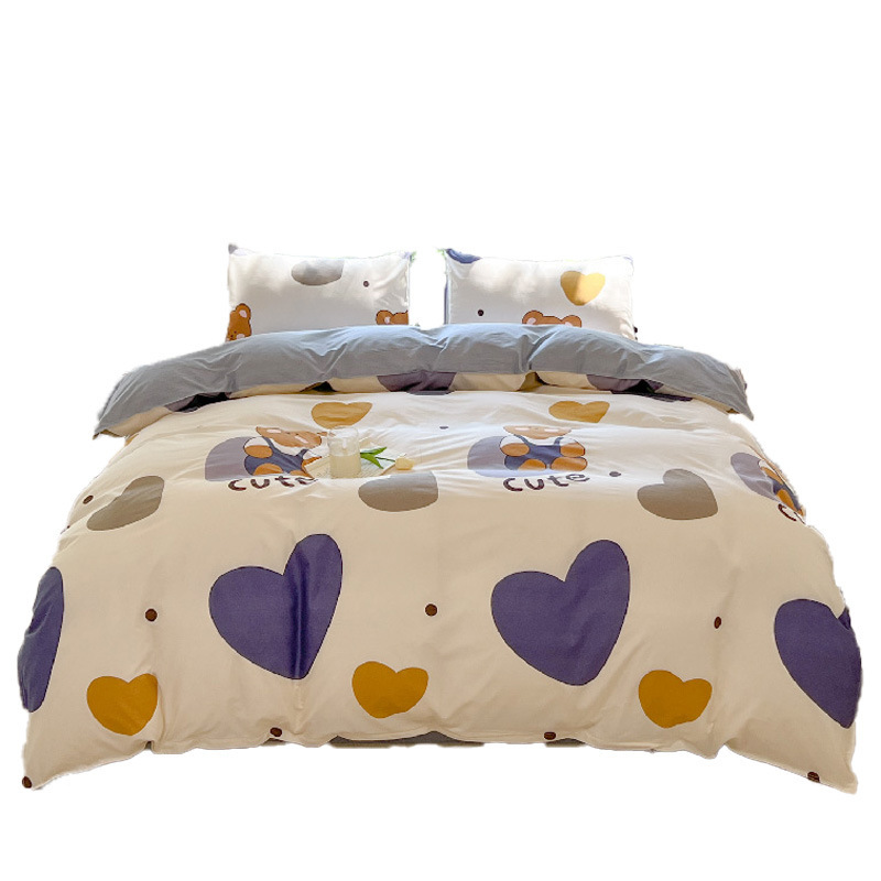 Winter Bed Sheet And Duvet Cover Set Cartoon Pattern 4 Piece_voghion.com