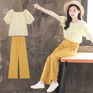 女童夏装套装2026新款儿童装阔腿裤洋气夏季薄款大童女装一件代发