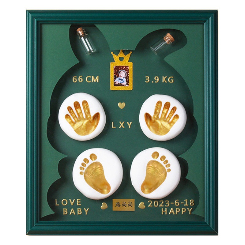Baby Hand and Foot Print Mud Photo Frame, Fetal Hair Keepsake, Full Moon Hand and Foot Print, 100-Day Keepsake, First Birthday Gift