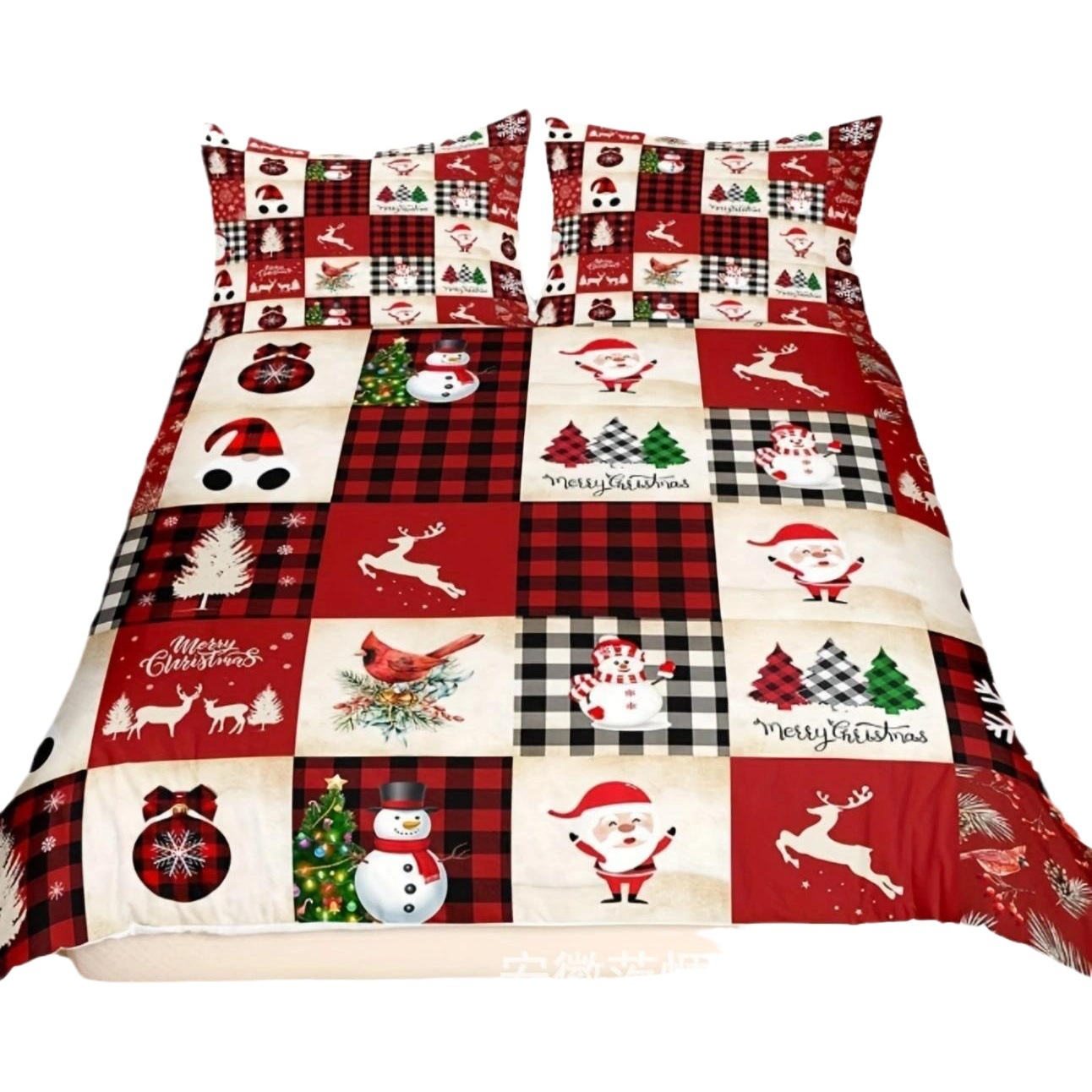 Zhichao 3D cross-border three-piece set European and American size Christmas quilt cover Christmas bedding Amazon foreign trade Home Textile