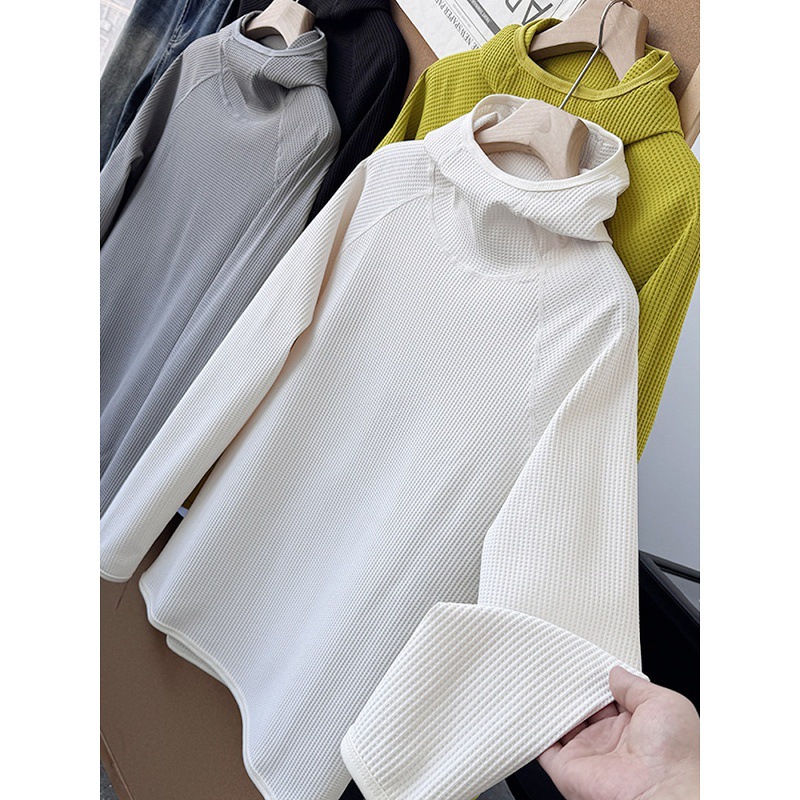 Factory direct! Classic versatile solid colors! New spring and autumn waffle knit casual hooded pullover sweatshirt for men and women