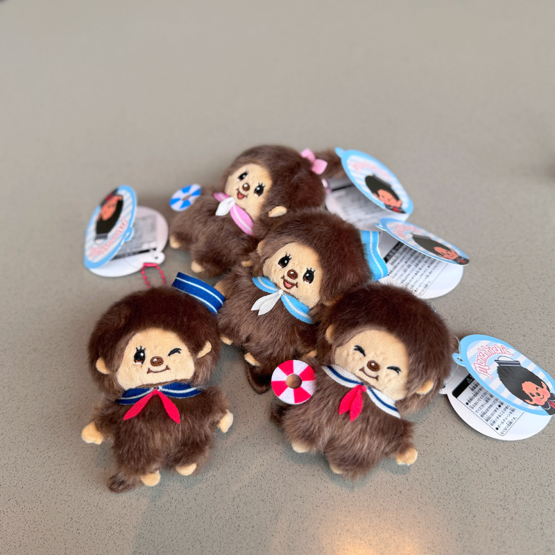 Sailor Monkey plush pendant, Yiwu source factory, cartoon bag charm, in stock, 48-hour drop shipping