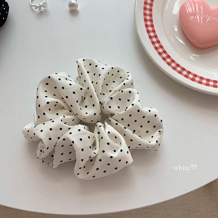 5#흰색땡땡이머리끈-11cm