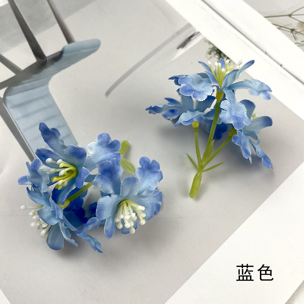 Simulación de 3 horquillas racimos de flores de hierba pequeña diy material de horquilla fabricación de flores falsas estilo ins decoración de ramillete Hanfu