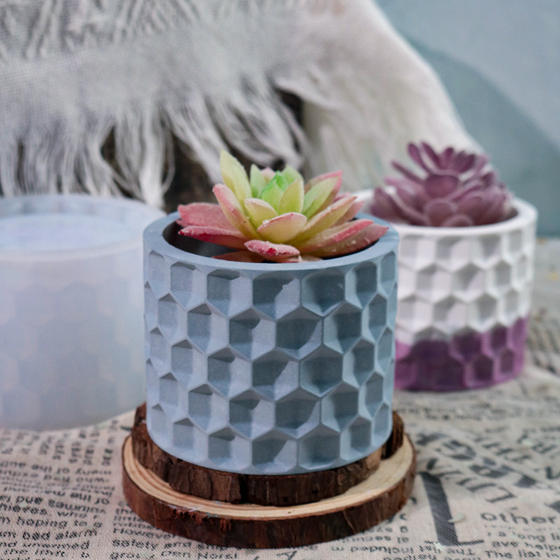 百佳興diy滴膠模具蜂窩多肉花盆石膏盆栽水泥收納盒硅膠模具