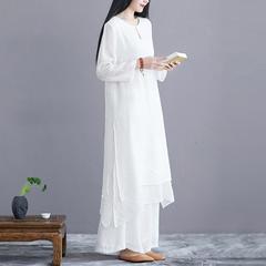 甘い妖精のエスニック中国風禅茶スーツ女性の健康センター瞑想瞑想ヒーリングスーツ瞑想