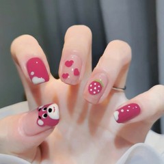Internet celebrity cute ins style wearable nail art patch strawberry bear girl yellow skin whitening student sweet and cool factory direct sale
